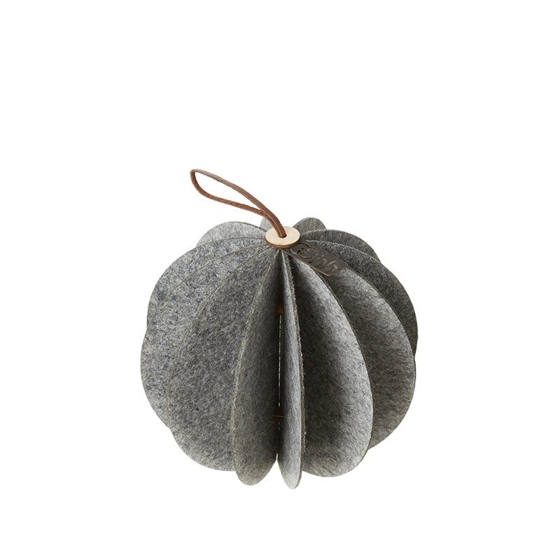 L�bech Living Hanging Felt Xmas ball Grey 14 cm - Fransenhome