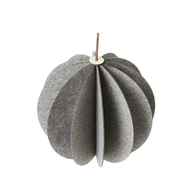 L�bech Living Hanging Felt Xmas ball Grey 20 cm - Fransenhome