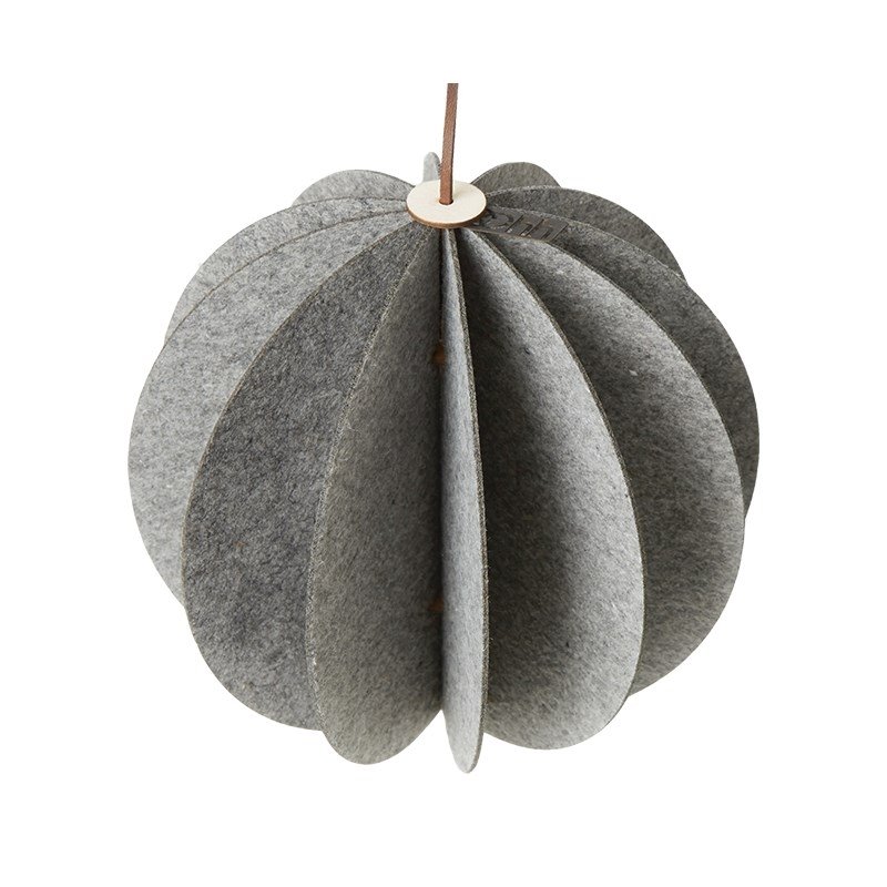 L�bech Living Hanging Felt Xmas ball Grey 28 cm - Fransenhome