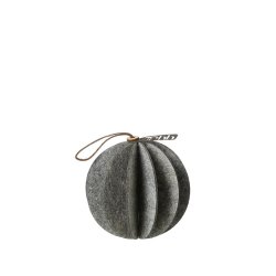 L�bech Living Hanging Felt Xmas ball Grey 9 cm - Fransenhome
