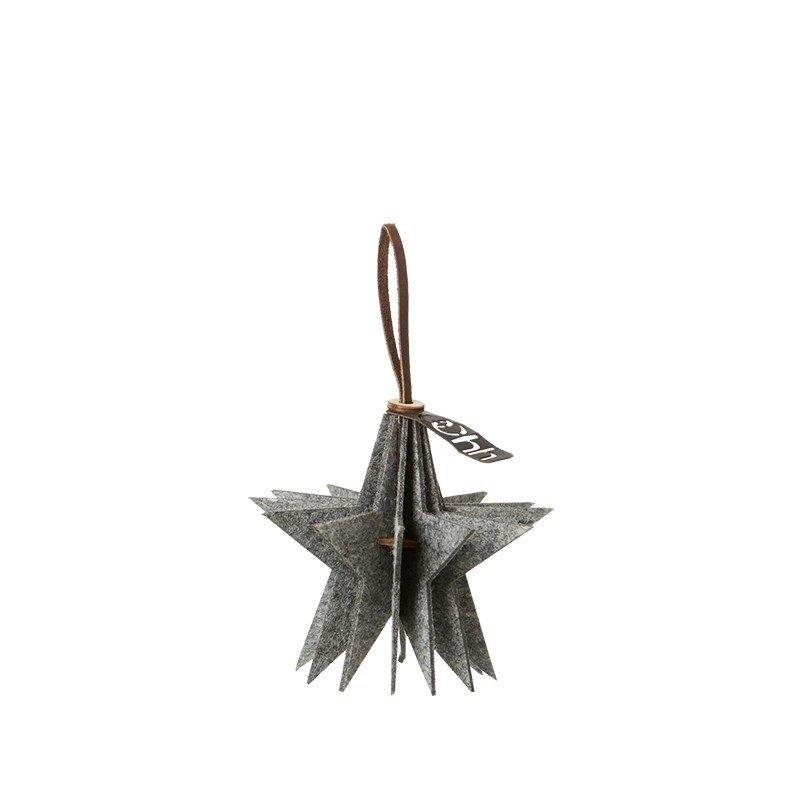 L�bech Living Felt Star ornament hanging grey til at samle - Fransenhome