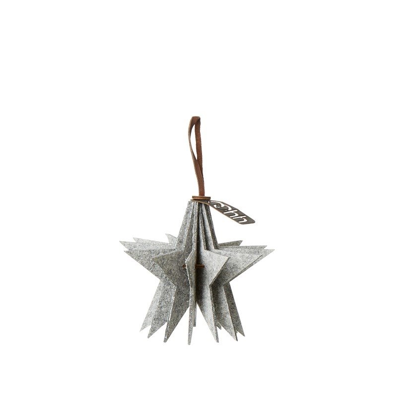 L�bech Living Felt Star ornament hanging white til at samle - Fransenhome