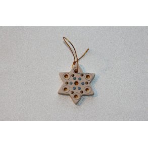 Hel Lenica stjerne til oph�ng 4,5 x 4,5 cm r�hvid med guld og bl� prikker - Fransenhome
