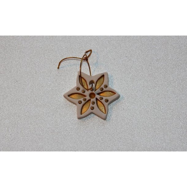 Hel Lenica stjerne til oph�ng 4,5 x 4,5 cm r�hvid med guldm�nster - Tinashjem