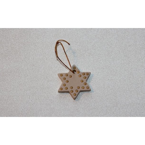 Hel Lenica stjerne til oph�ng 4,5 x 4,5 cm r�hvid med guld prikker - Tinashjem