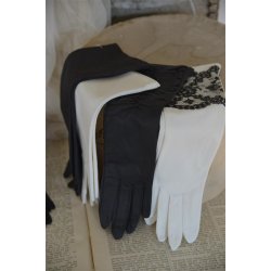 Jeanne d�Arc Living handsker sorte og hvide - Tinashjem