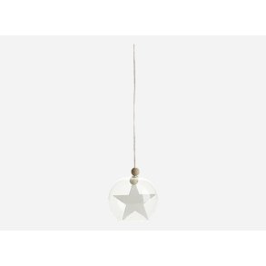 House Doctor glaskugle med stjerne oph�ng hvid 12 cm - Fransenhome
