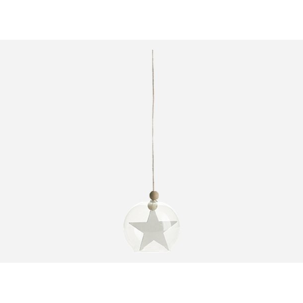House Doctor glaskugle med stjerne oph�ng hvid 12 cm - Tinashjem