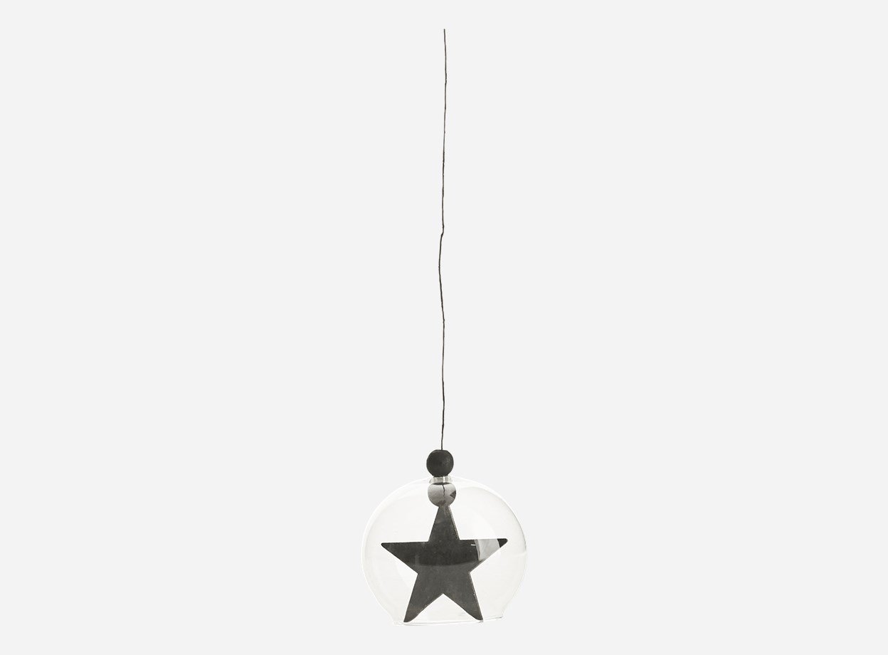 House Doctor glaskugle med stjerne oph�ng sort 12 cm - Fransenhome