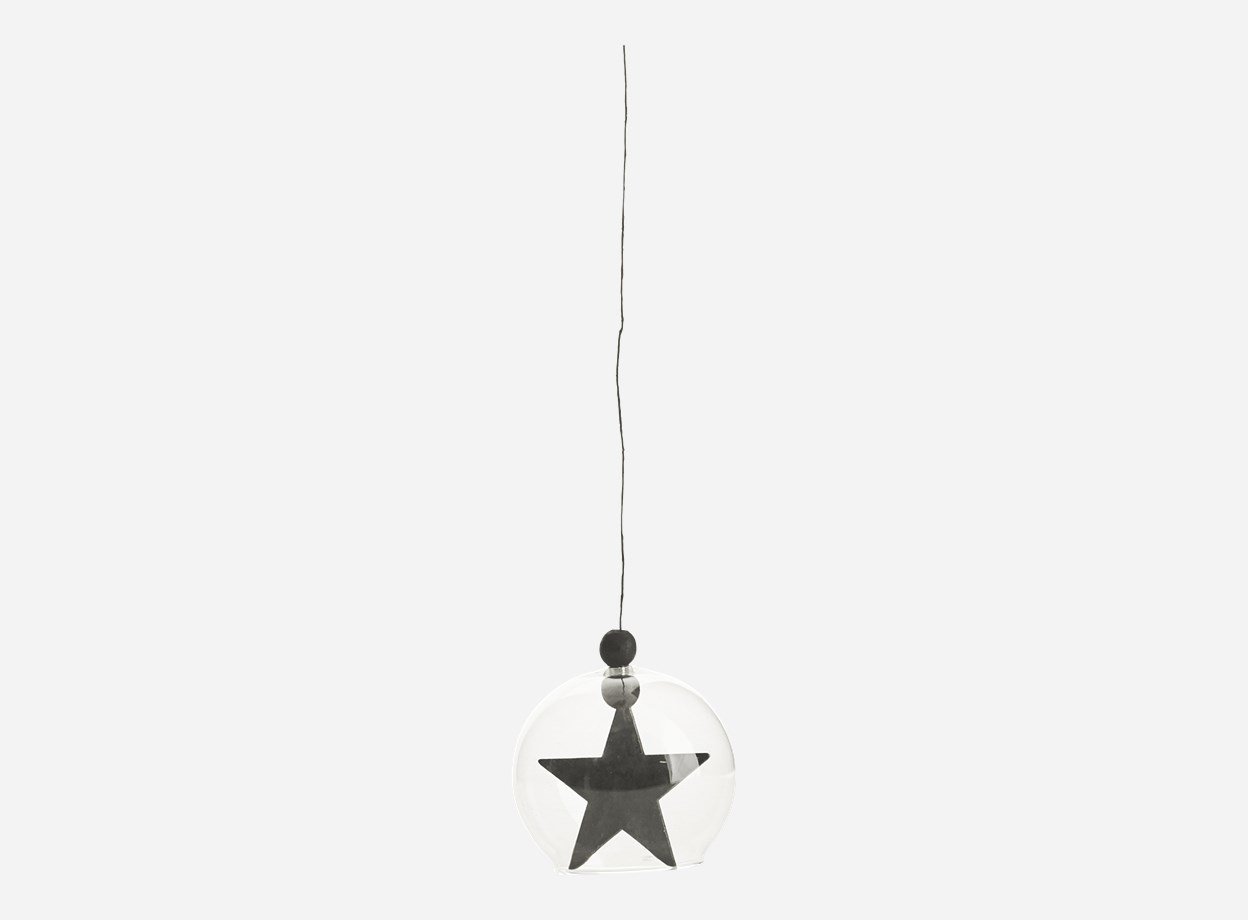 House Doctor glaskugle med stjerne oph�ng sort 8 cm - Fransenhome