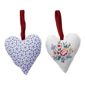 Juno Dusty Blue hjerter til oph�ng 2  stk. fra GreenGate - Tinashjem