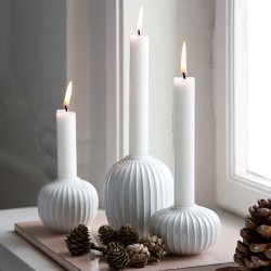 K�hler Hammersh�i lysestage hvid 3 st�rrelser med lys - Fransenhome