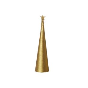 L�bech Living juletr� Creased cone metallic gold h�jde 30 cm og diameter 8 cm - Fransenhome