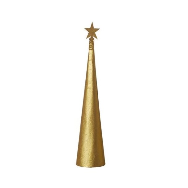 L�bech Living juletr� Creased cone metallic gold h�jde 37 cm og diameter 8,5 cm - Tinashjem