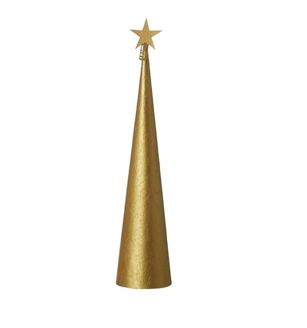 L�bech Living juletr� Creased cone metallic gold h�jde 49 cm og diameter 11 cm - Fransenhome