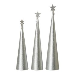 L�bech Living juletr� Creased cone metallic silver h�jde 37 cm og diameter 8,5 cm tre forskellige st�rrelser - Fransenhome