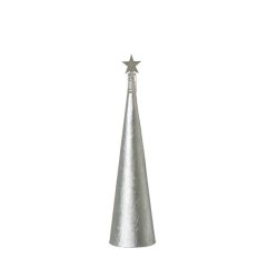 L�bech Living juletr� Creased cone metallic silver h�jde 30 cm og diameter 8 cm - Fransenhome