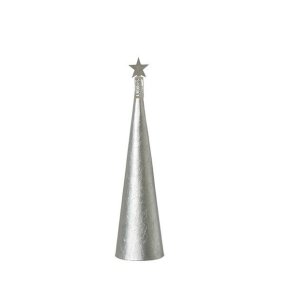 L�bech Living juletr� Creased cone metallic silver h�jde 30 cm og diameter 8 cm - Fransenhome