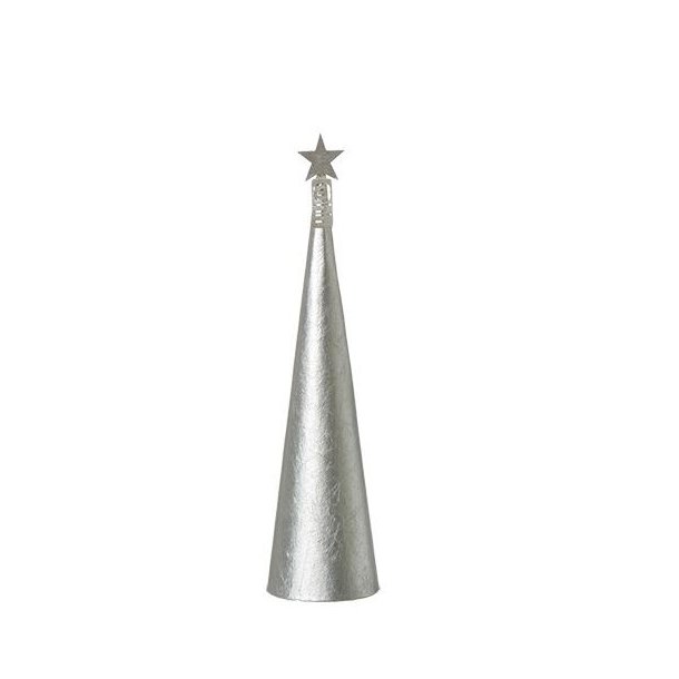 L�bech Living juletr� Creased cone metallic silver h�jde 30 cm og diameter 8 cm - Tinashjem