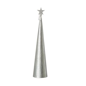 L�bech Living juletr� Creased cone metallic silver h�jde 37 cm og diameter 8,5 cm - Fransenhome