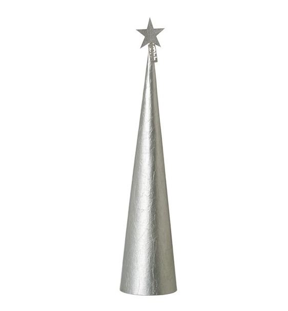 L�bech Living juletr� Creased cone metallic silver h�jde 49 cm og diameter 11 cm - Fransenhome