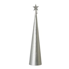 L�bech Living juletr� Creased cone metallic silver h�jde 49 cm og diameter 11 cm - Fransenhome