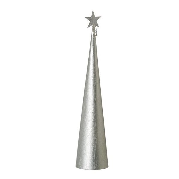 L�bech Living juletr� Creased cone metallic silver h�jde 49 cm og diameter 11 cm - Tinashjem