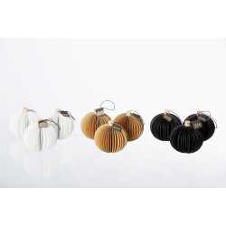 L�bech Living jule kugler - x-mas decoration ball - sort h�jde 9 cm med natur og hvid - Fransenhome