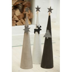 L�bech Living juletr� Cement cone gr� h�jde 30 cm og diameter 8 cm med pynt - Fransenhome