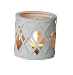 L�bech Living glas til fyrfadslys gr� med harlekin m�nster - Fransenhome