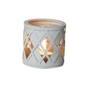 L�bech Living glas til fyrfadslys gr� med harlekin m�nster - Fransenhome