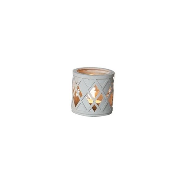 L�bech Living glas til fyrfadslys gr� med harlekin m�nster - Tinashjem