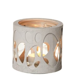 L�bech Living glas til fyrfadslys gr� med ovalt m�nster - Fransenhome