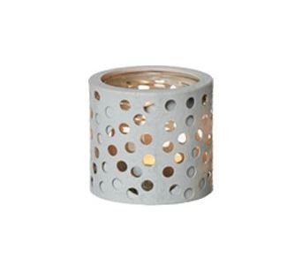 L�bech Living glas til fyrfadslys gr� med sm� runde huller - Fransenhome