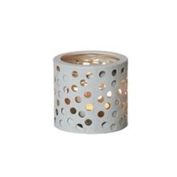 L�bech Living glas til fyrfadslys gr� med sm� runde huller - Fransenhome