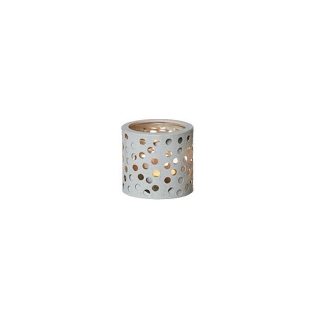 L�bech Living glas til fyrfadslys gr� med sm� runde huller - Tinashjem