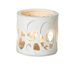 L�bech Living glas til fyrfadslys hvid med ovalt m�nste flere farver og m�nstre - Fransenhome