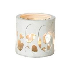 L�bech Living glas til fyrfadslys hvid med ovalt m�nste flere farver og m�nstre - Fransenhome
