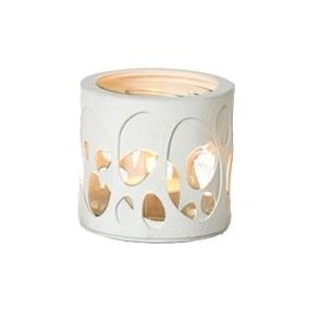L�bech Living glas til fyrfadslys hvid med ovalt m�nste flere farver og m�nstre - Fransenhome