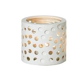 L�bech Living glas til fyrfadslys hvid med sm� runde huller - Fransenhome