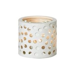 L�bech Living glas til fyrfadslys hvid med sm� runde huller - Fransenhome