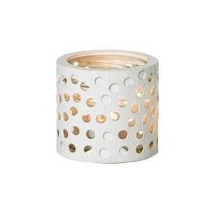 L�bech Living glas til fyrfadslys hvid med sm� runde huller - Fransenhome