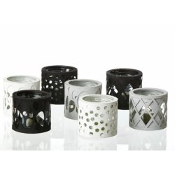 L�bech Living glas til fyrfadslys gr� med sm� runde huller flere farver og modeller - Fransenhome