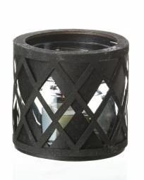 L�bech Living glas til fyrfadslys sort med harlekin m�nster - Fransenhome