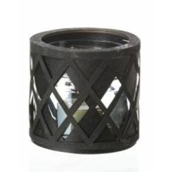 L�bech Living glas til fyrfadslys sort med harlekin m�nster - Fransenhome
