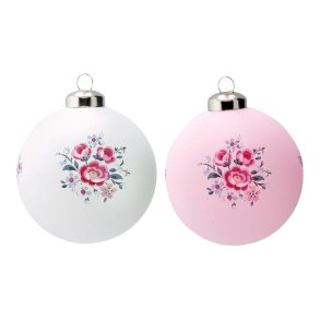 Kugle Ball Glass Nicoline White & Pale Pink assorted fra GreenGate - Tinashjem