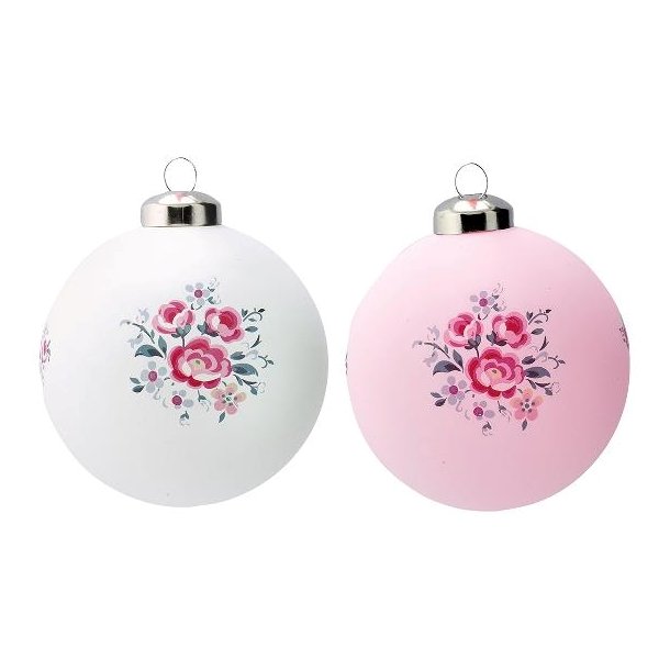 Kugle Ball Glass Nicoline White & Pale Pink assorted fra GreenGate - Tinashjem