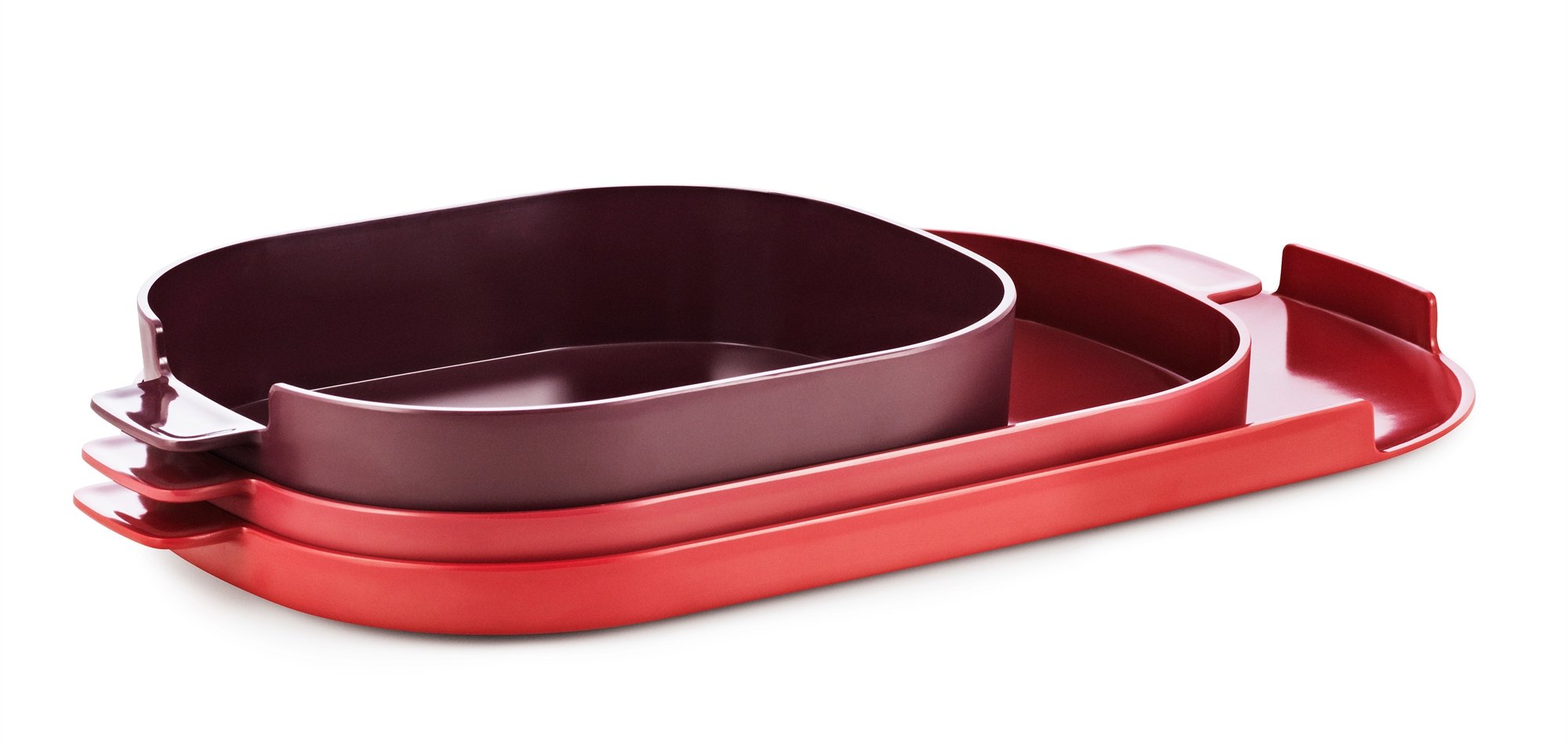 Normann Copenhagen Nabo Tray r�d - s�t med 3 bakker - Fransenhome
