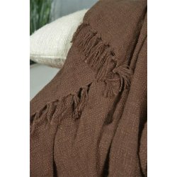 Jeanne d�Arc Living plaid med frynser Dark Brown - Tinashjem