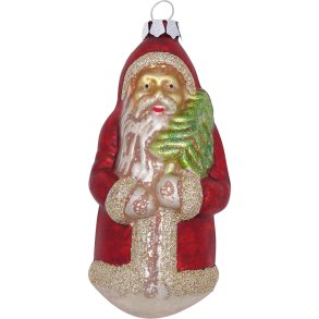 Julekugle julemand r�d og guld glitter fra GreenGate - Tinashjem